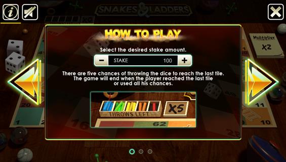 Snakes and Ladders information screen
